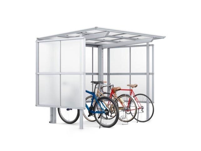 LIXIL　駐輪場　モダン　 おしゃれ　エクステリア　愛知・名古屋の外構専門店パートナーホームのエクステリア　製品一覧　サイクルポート フーゴパーク　フーゴFパーク　29-18型　ﾅﾁｭﾗﾙｼﾙﾊﾞｰ（屋根材　ｸﾘｱﾏｯﾄ）|パートナーホーム