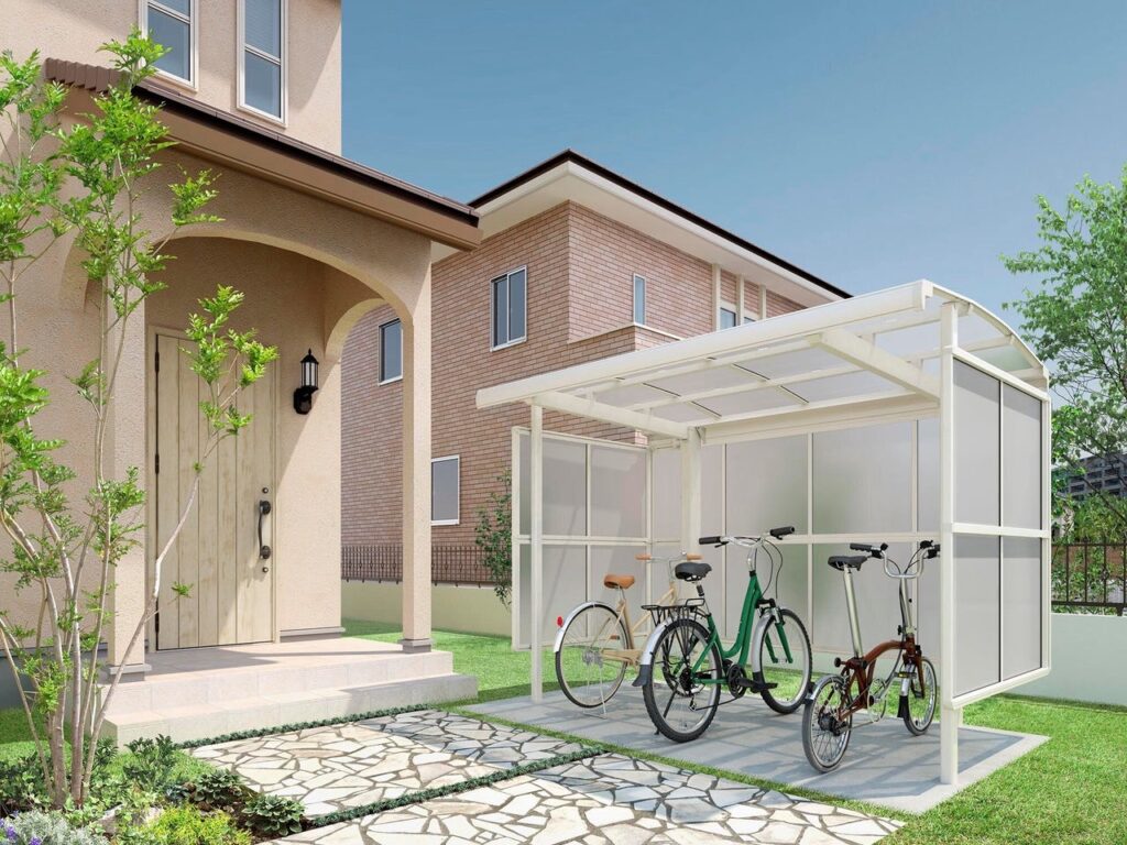 LIXIL　フーゴ　Aパーク【外構エクステリア商品】LIXIL　駐輪場　モダン　 おしゃれ　エクステリア　愛知・名古屋の外構専門店パートナーホームのエクステリア　製品一覧　サイクルポート フーゴパーク　フーゴAパーク　　サムネイル|パートナーホーム