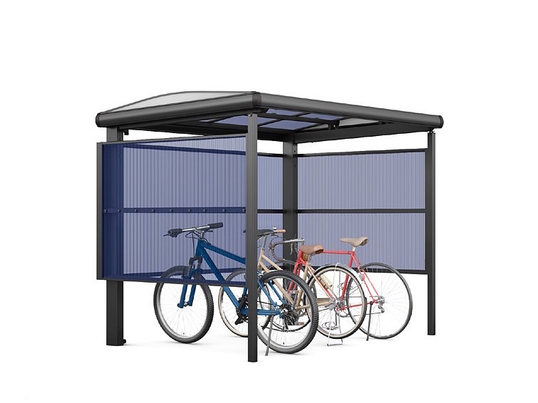 LIXIL　駐輪場　モダン　 おしゃれ　エクステリア　愛知・名古屋の外構専門店パートナーホームのエクステリア　製品一覧　サイクルポート フーゴパーク　フーゴAパーク　　29-18型　波板ﾊﾟﾈﾙH1200　ﾌﾞﾗｯｸ（屋根材　ｸﾘｱﾌﾞﾙｰ）|パートナーホーム