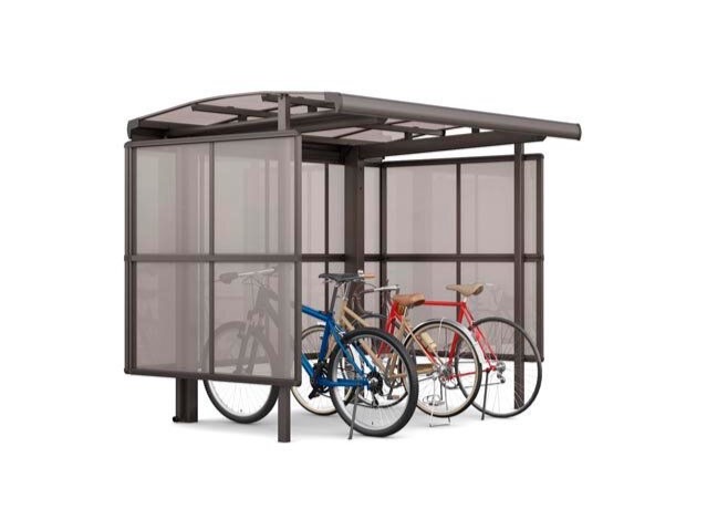 LIXIL　駐輪場　モダン　 おしゃれ　エクステリア　愛知・名古屋の外構専門店パートナーホームのエクステリア　製品一覧　サイクルポート フーゴパーク　フーゴAパーク　　29-18型　ｵｰﾀﾑﾌﾞﾗｳﾝ（屋根材　ｸﾘｱﾌﾞﾗｳﾝ）|パートナーホーム