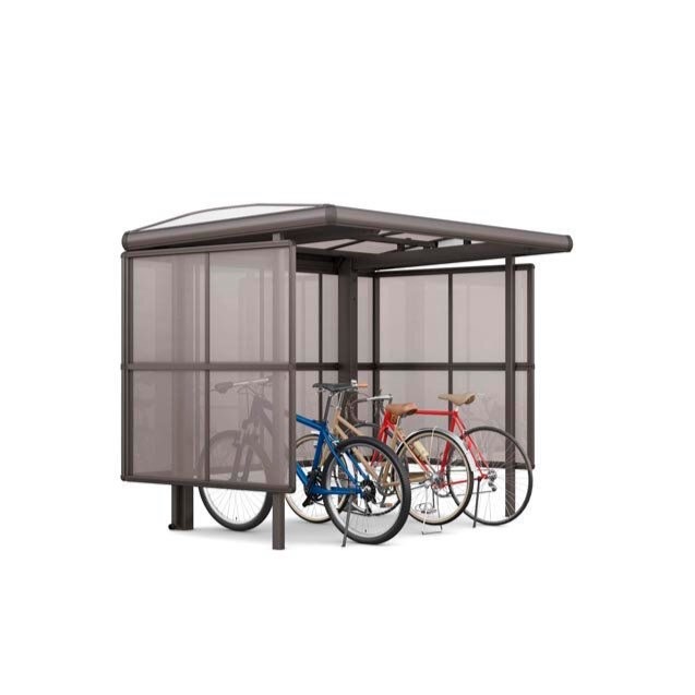 LIXIL　駐輪場　モダン　 おしゃれ　エクステリア　愛知・名古屋の外構専門店パートナーホームのエクステリア　製品一覧　サイクルポート フーゴパーク　フーゴAパーク　　プラス　29-18型　ｵｰﾀﾑﾌﾞﾗｳﾝ（屋根材　ｸﾘｱﾌﾞﾗｳﾝ）|パートナーホーム