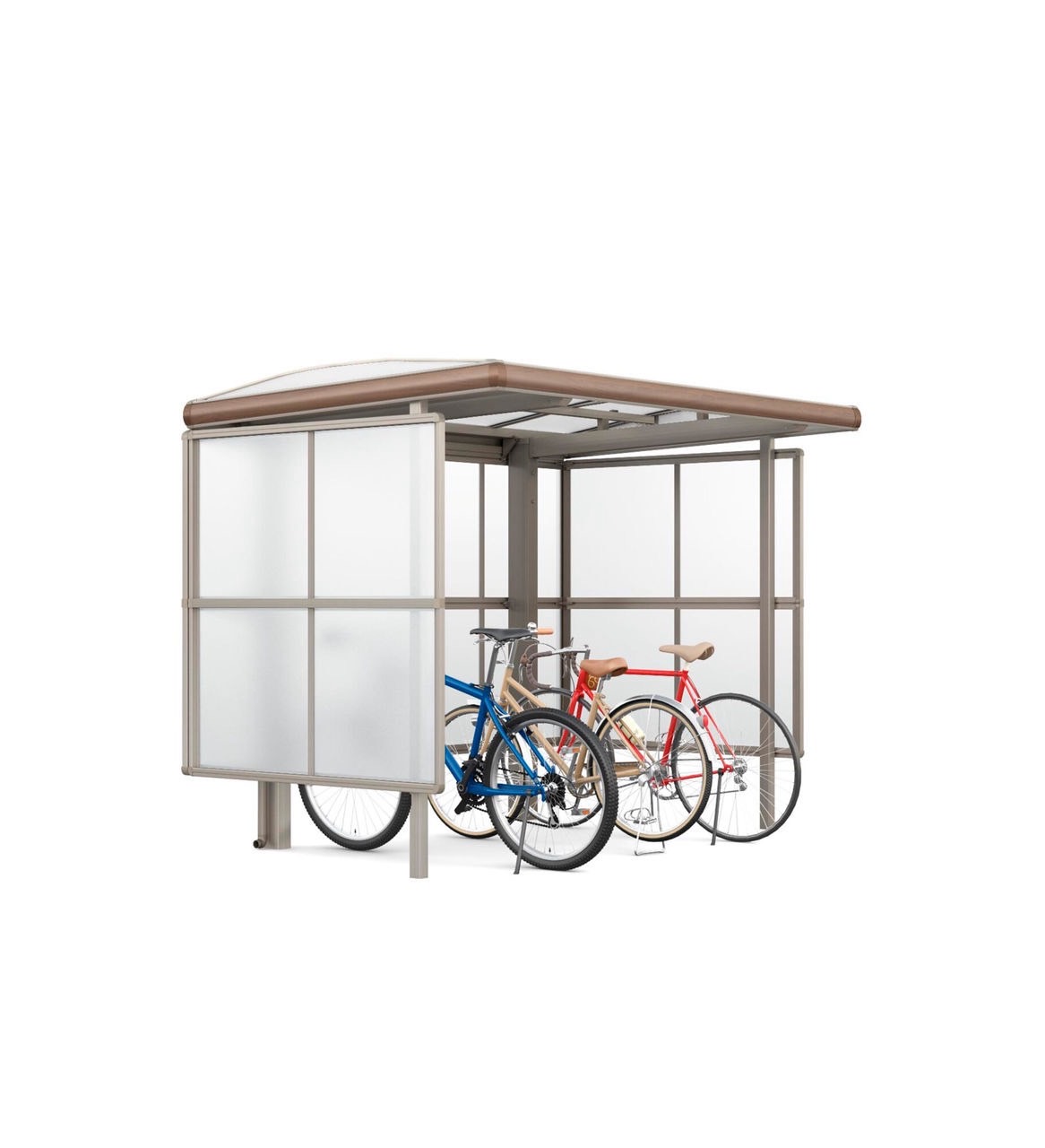 LIXIL　駐輪場　モダン　 おしゃれ　エクステリア　愛知・名古屋の外構専門店パートナーホームのエクステリア　製品一覧　サイクルポート フーゴパーク　フーゴAパーク　　プラス　29-18型　ｼｬｲﾝｸﾞﾚｰ+ｸﾘｴﾓｶ（屋根材　ｸﾘｱﾏｯﾄ）|パートナーホーム