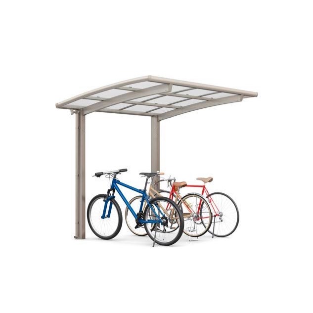 LIXIL　駐輪場　モダン　 おしゃれ　エクステリア　愛知・名古屋の外構専門店パートナーホームのエクステリア　製品一覧　サイクルポート フーゴパーク　フーゴRミニ　18-29型　ｼｬｲﾝｸﾞﾚｰ（屋根材ｸﾘｱﾏｯﾄ）|パートナーホーム