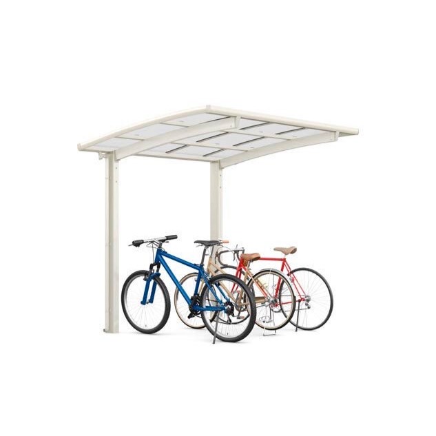 LIXIL　駐輪場　モダン　 おしゃれ　エクステリア　愛知・名古屋の外構専門店パートナーホームのエクステリア　製品一覧　サイクルポート フーゴパーク　フーゴRミニ　18-29型　ﾎﾜｲﾄ（屋根材ｸﾘｱﾏｯﾄ）|パートナーホーム