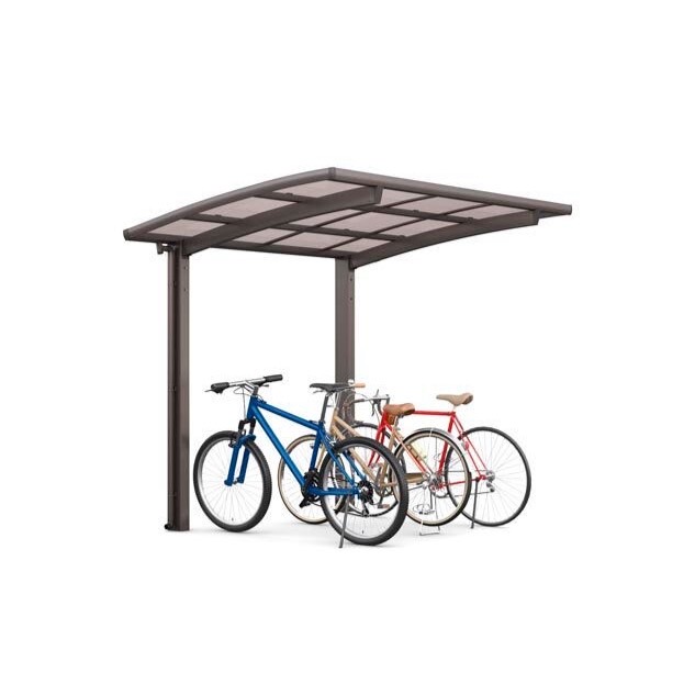 LIXIL　駐輪場　モダン　 おしゃれ　エクステリア　愛知・名古屋の外構専門店パートナーホームのエクステリア　製品一覧　サイクルポート フーゴパーク　フーゴRミニ　18-29型　ｵｰﾀﾑﾌﾞﾗｳﾝ（屋根材ｸﾘｱﾌﾞﾗｳﾝ）|パートナーホーム