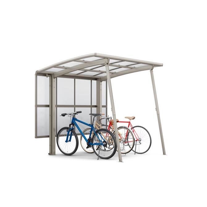 LIXIL　駐輪場　モダン　 おしゃれ　エクステリア　愛知・名古屋の外構専門店パートナーホームのエクステリア　製品一覧　サイクルポート フーゴパーク　フーゴRミニ　18-29型　ｼｬｲﾝｸﾞﾚｰ（屋根材ｸﾘｱﾏｯﾄ）ｻｲﾄﾞﾊﾟﾈﾙ2段(H800+800)|パートナーホーム