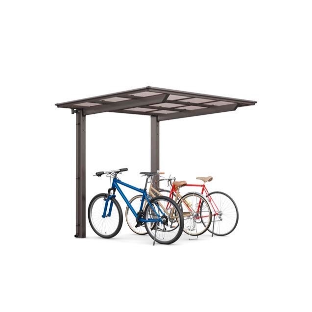 LIXIL　駐輪場　モダン　 おしゃれ　エクステリア　愛知・名古屋の外構専門店パートナーホームのエクステリア　製品一覧　サイクルポート フーゴパーク　フーゴFミニ　18-29型　ｵｰﾀﾑﾌﾞﾗｳﾝ（屋根材ｸﾘｱﾌﾞﾗｳﾝ）|パートナーホーム