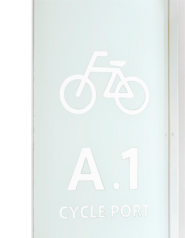 LIXIL　駐輪場　モダン　 おしゃれ　エクステリア　愛知・名古屋の外構専門店パートナーホームのエクステリア　製品一覧　ハイブリッドルーフ HBR-HA　ガラスサイン（特注）|パートナーホーム