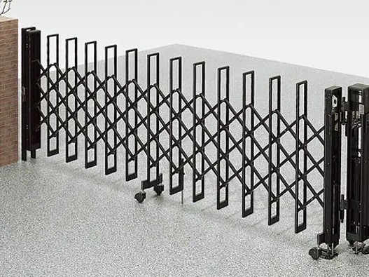 LIXIL　カーゲート セレビューMシリーズ　MA型・MB型【外構エクステリア商品】LIXIL　伸縮門扉　伸縮ゲート　外構　モダン　 おしゃれ　エクステリア　愛知・名古屋の外構専門店パートナーホームのエクステリア　製品一覧　カーゲート セレビューMシリーズ　MB型　キャスター式 両開き角地タイプ ブラック サムネイル|パートナーホーム