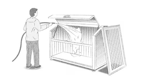LIXIL　車庫まわり　ゴミ箱　ゴミ回収　モダン　 おしゃれ　エクステリア　愛知・名古屋の外構専門店パートナーホームのエクステリア　製品一覧　ゴミ収納庫　前面のパネルが外せるため本体の中の清掃もしやすく、臭いの原因となる汚れも洗い流せます。 また本体材質はアルミ製のため、錆びにくいのも特長です。|パートナーホーム