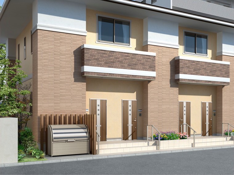 LIXIL　車庫まわり　ゴミ箱　ゴミ回収　モダン　 おしゃれ　エクステリア　愛知・名古屋の外構専門店パートナーホームのエクステリア　製品一覧　ゴミ収納庫　施工イメージ|パートナーホーム