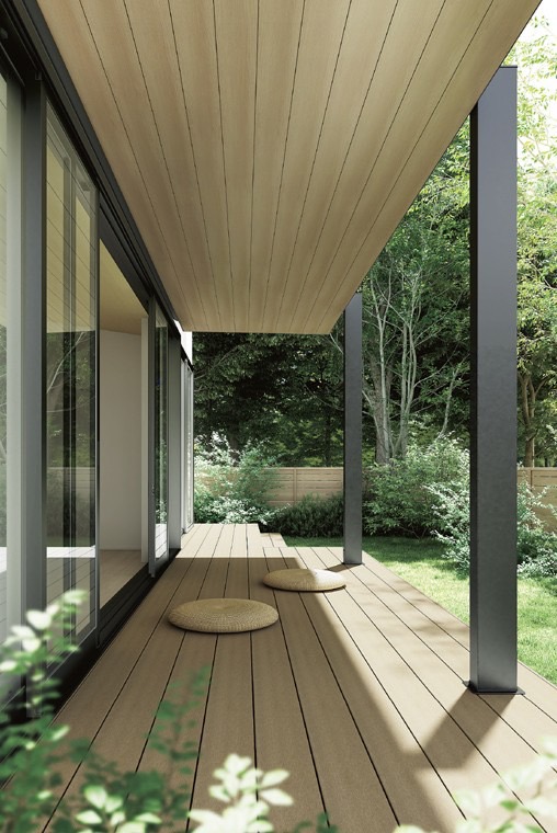 LIXIL　ガーデンスペース　サンルーム　軒下　縁側　　モダン　 おしゃれ　エクステリア　愛知・名古屋の外構専門店パートナーホームのエクステリア　製品一覧　テラスSC　住空間を広げる、軒下のような心地よさ。 懐かしい縁側を、モダンにアップデート。 日向ぼっこや夕涼み、お茶を楽しんだり。 “縁側空間”がなんでもない日常をより豊かに。 熱く感じにくいデッキDCと組み合わせれば夏も涼しく、お子さまやペットも安心して過ごせます。|パートナーホーム