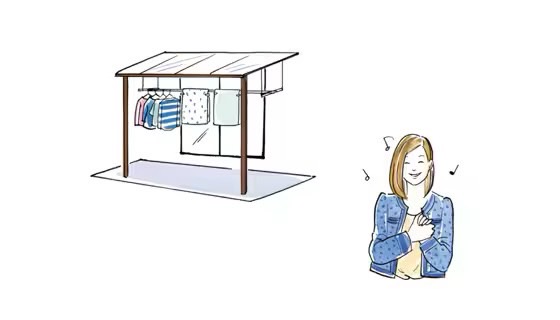 LIXIL　ガーデンスペース　サンルーム　軒下　縁側　　洗濯物　モダン　 おしゃれ　エクステリア　愛知・名古屋の外構専門店パートナーホームのエクステリア　製品一覧　スピーネ　雨の日でも干せる！ テラスがあれば、洗濯したい時が干せる時。屋外に干したままでも外出できてストレスなし。|パートナーホーム