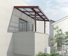 LIXIL　ガーデンスペース　サンルーム　軒下　縁側　　洗濯物　モダン　 おしゃれ　エクステリア　愛知・名古屋の外構専門店パートナーホームのエクステリア　製品一覧　シュエット　造り付けバルコニー用屋根タイプ 家のバルコニーに屋根をかけるタイプ。|パートナーホーム
