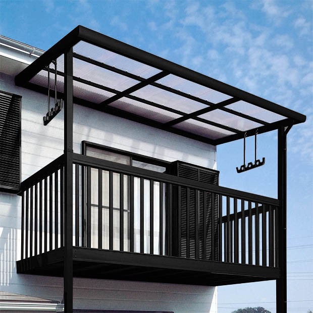 LIXIL　サンルーム　軒下　縁側　洗濯物　モダン　 おしゃれ　エクステリア　愛知・名古屋の外構専門店パートナーホームのエクステリア　製品一覧　ナーラ屋根　ブラック|パートナーホーム