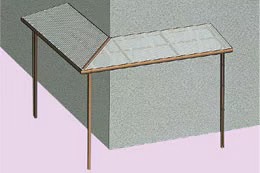 LIXIL　サンルーム　軒下　縁側　洗濯物　モダン　 おしゃれ　エクステリア　愛知・名古屋の外構専門店パートナーホームのエクステリア　製品一覧　ナーラ屋根　出隅納まり|パートナーホーム