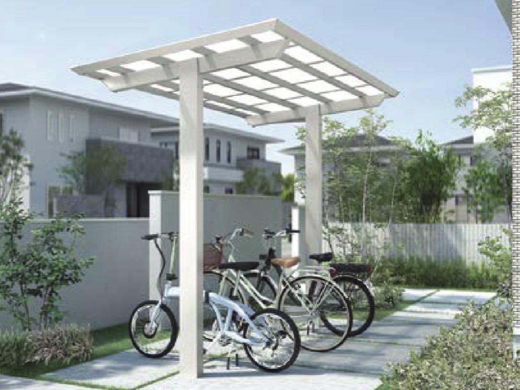 LIXIL　サンルーム　軒下　縁側　洗濯物　モダン　 おしゃれ　エクステリア　愛知・名古屋の外構専門店パートナーホームのエクステリア　製品一覧　テラスVB　独立タイプのテラスなので駐輪場としてもお使いいただけます。|パートナーホーム