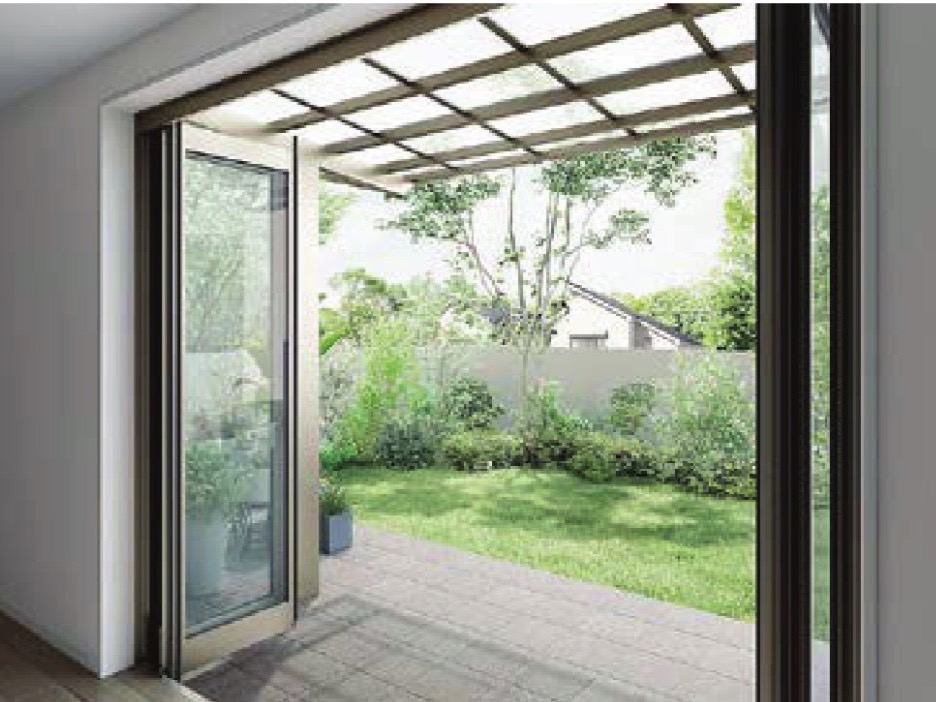 LIXIL　サンルーム　軒下　縁側　洗濯物　モダン　 おしゃれ　エクステリア　愛知・名古屋の外構専門店パートナーホームのエクステリア　製品一覧　テラスVB　柱が住宅に近いので、視界を遮らず、ひろびろとしたお庭を見ることができます。|パートナーホーム