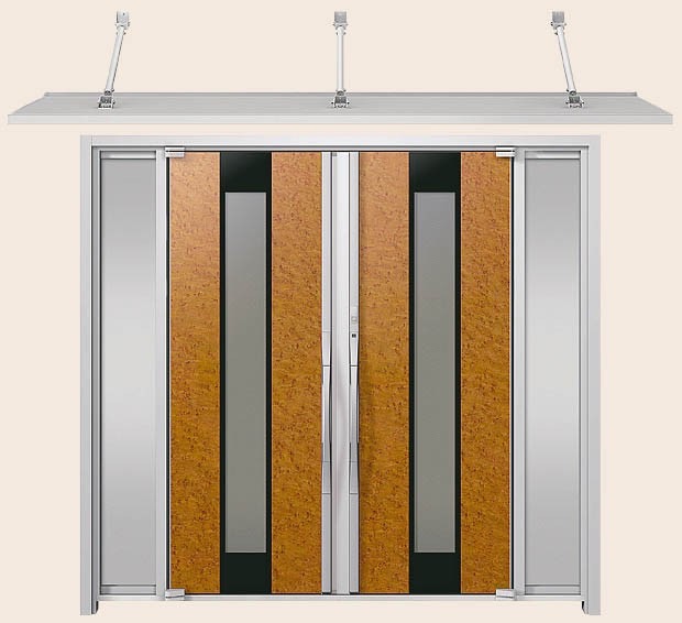 LIXIL　ひさし　軒下　縁側　モダン　 おしゃれ　エクステリア　愛知・名古屋の外構専門店パートナーホームのエクステリア　製品一覧　モダンアート　両開きドアにも対応できるワイドサイズです。|パートナーホーム