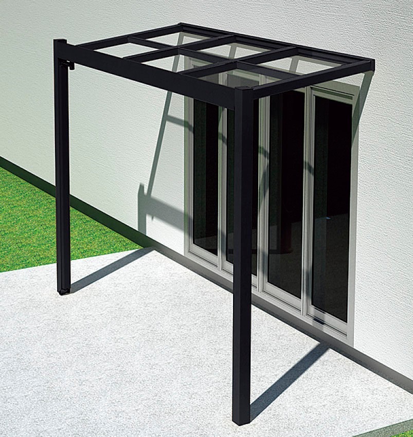 LIXIL　ひさし　軒下　縁側　モダン　 おしゃれ　エクステリア　愛知・名古屋の外構専門店パートナーホームのエクステリア　製品一覧　Gルーフ　テラスタイプ　ブラック|パートナーホーム