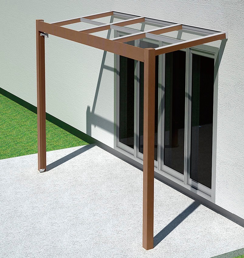 LIXIL　ひさし　軒下　縁側　モダン　 おしゃれ　エクステリア　愛知・名古屋の外構専門店パートナーホームのエクステリア　製品一覧　Gルーフ　テラスタイプ　クリエモカ|パートナーホーム