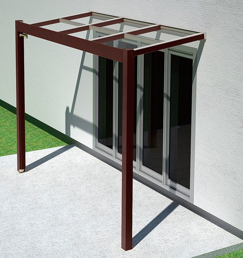 LIXIL　ひさし　軒下　縁側　モダン　 おしゃれ　エクステリア　愛知・名古屋の外構専門店パートナーホームのエクステリア　製品一覧　Gルーフ　テラスタイプ　クリエダーク|パートナーホーム