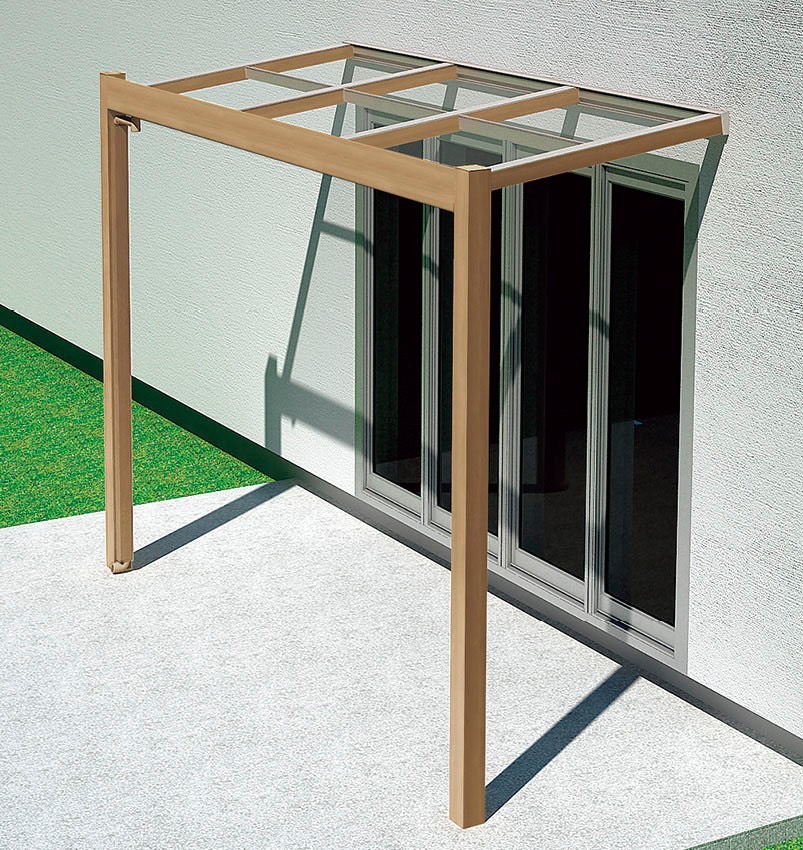 LIXIL　ひさし　軒下　縁側　モダン　 おしゃれ　エクステリア　愛知・名古屋の外構専門店パートナーホームのエクステリア　製品一覧　Gルーフ　テラスタイプ　オーク|パートナーホーム