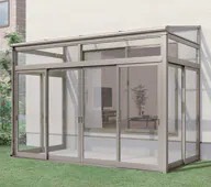 LIXIL　ひさし　軒下　縁側　モダン　 おしゃれ　エクステリア　愛知・名古屋の外構専門店パートナーホームのエクステリア　製品一覧　サニージュ　土間納まり 1階 屋外とつながるタイプ。ガーデニングや自転車置き場に。 一般地域用 600タイプ 積雪地域用 1500タイプ 多積雪地域用 3000タイプ|パートナーホーム