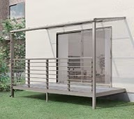 LIXIL　ひさし　軒下　縁側　モダン　 おしゃれ　エクステリア　愛知・名古屋の外構専門店パートナーホームのエクステリア　製品一覧　サニージュ　オープン納まり 家族みんなの洗濯物も大きな布団もしっかり干せます。 一般地域用 600タイプ 積雪地域用 1500タイプ|パートナーホーム