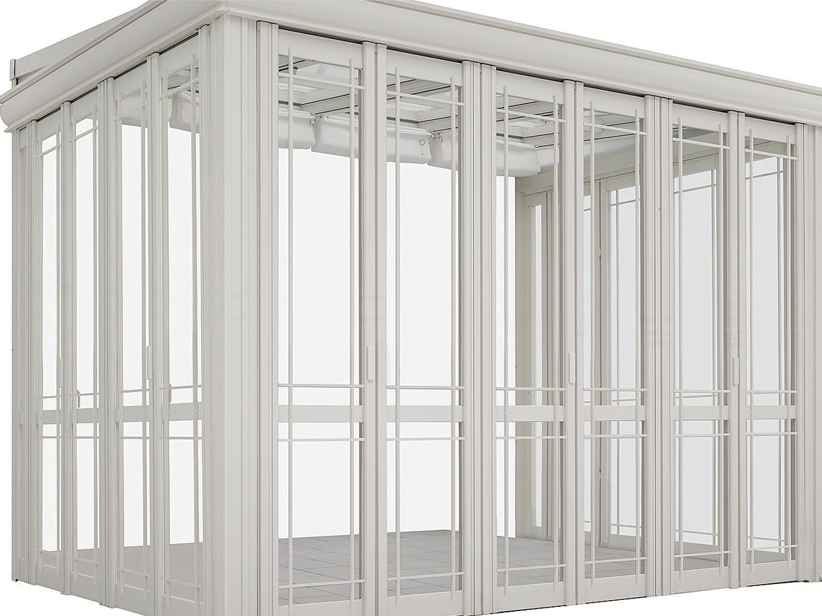 LIXIL　ひさし　軒下　縁側　ガーデンスペース　ガーデンルーム　ワンランク上　モダン　 おしゃれ　エクステリア　愛知・名古屋の外構専門店パートナーホームのエクステリア　製品一覧　暖蘭物語　スタイルA　フルガラス仕様|パートナーホーム