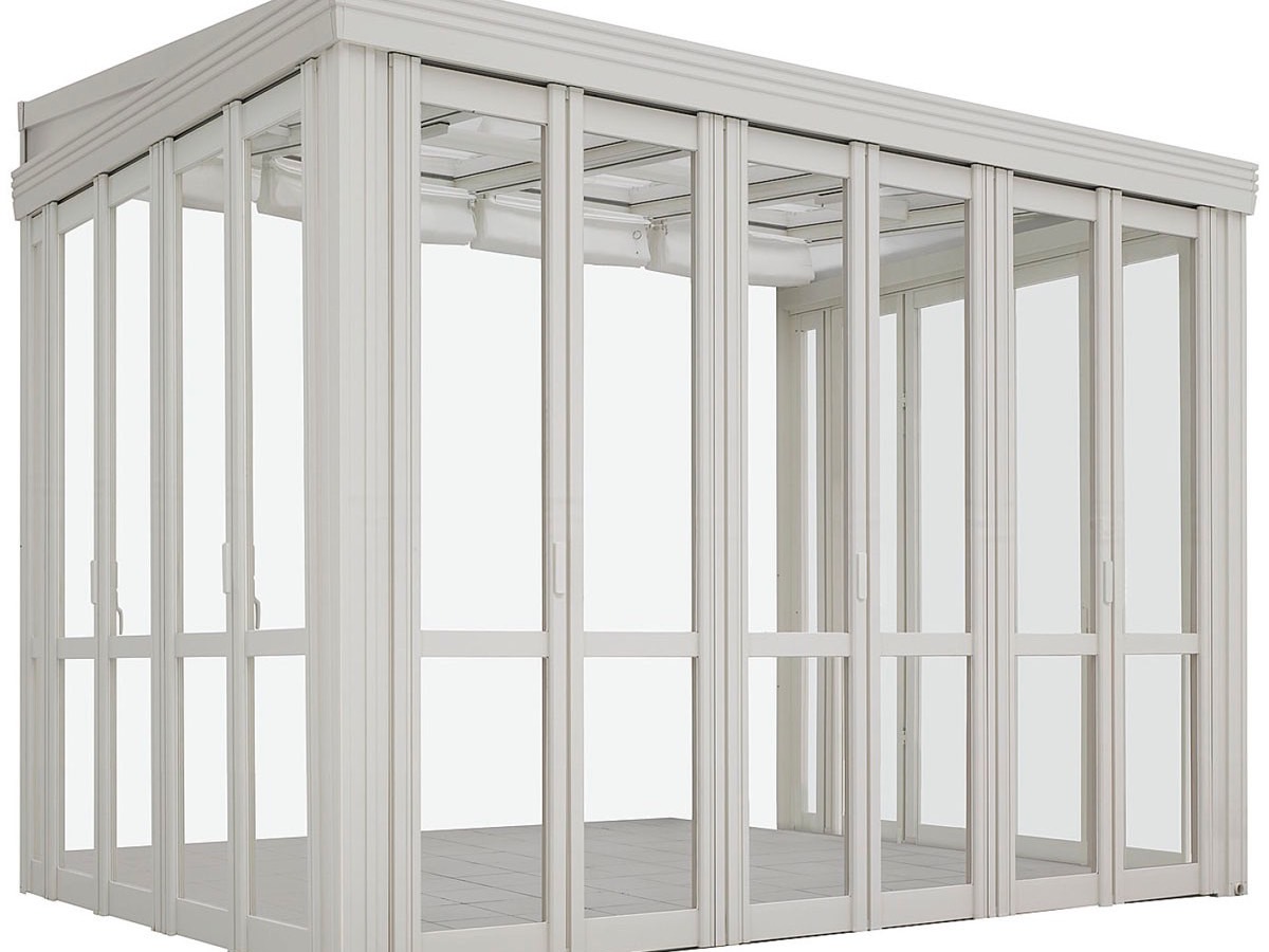 LIXIL　ひさし　軒下　縁側　ガーデンスペース　ガーデンルーム　ワンランク上　モダン　 おしゃれ　エクステリア　愛知・名古屋の外構専門店パートナーホームのエクステリア　製品一覧　暖蘭物語　スタイルB　フルガラス仕様|パートナーホーム