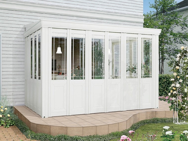 LIXIL　暖蘭物語　基本タイプ　スタイルA・B【外構エクステリア商品】サムネイル　LIXIL　ひさし　軒下　縁側　ガーデンスペース　ガーデンルーム　ワンランク上　モダン　 おしゃれ　エクステリア　愛知・名古屋の外構専門店パートナーホームのエクステリア　製品一覧　暖蘭物語　スタイルA　|パートナーホーム