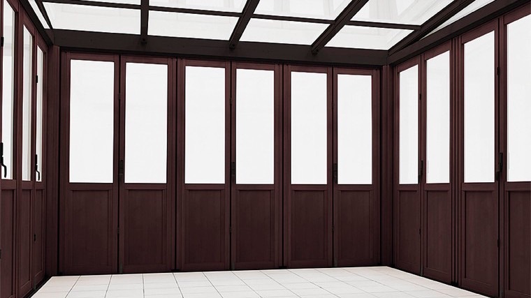 LIXIL　ひさし　軒下　縁側　ガーデンスペース　ガーデンルーム　ワンランク上　モダン　 おしゃれ　エクステリア　愛知・名古屋の外構専門店パートナーホームのエクステリア　製品一覧　暖蘭物語　スタイルB　マイルドブラック＋クリエダーク|パートナーホーム