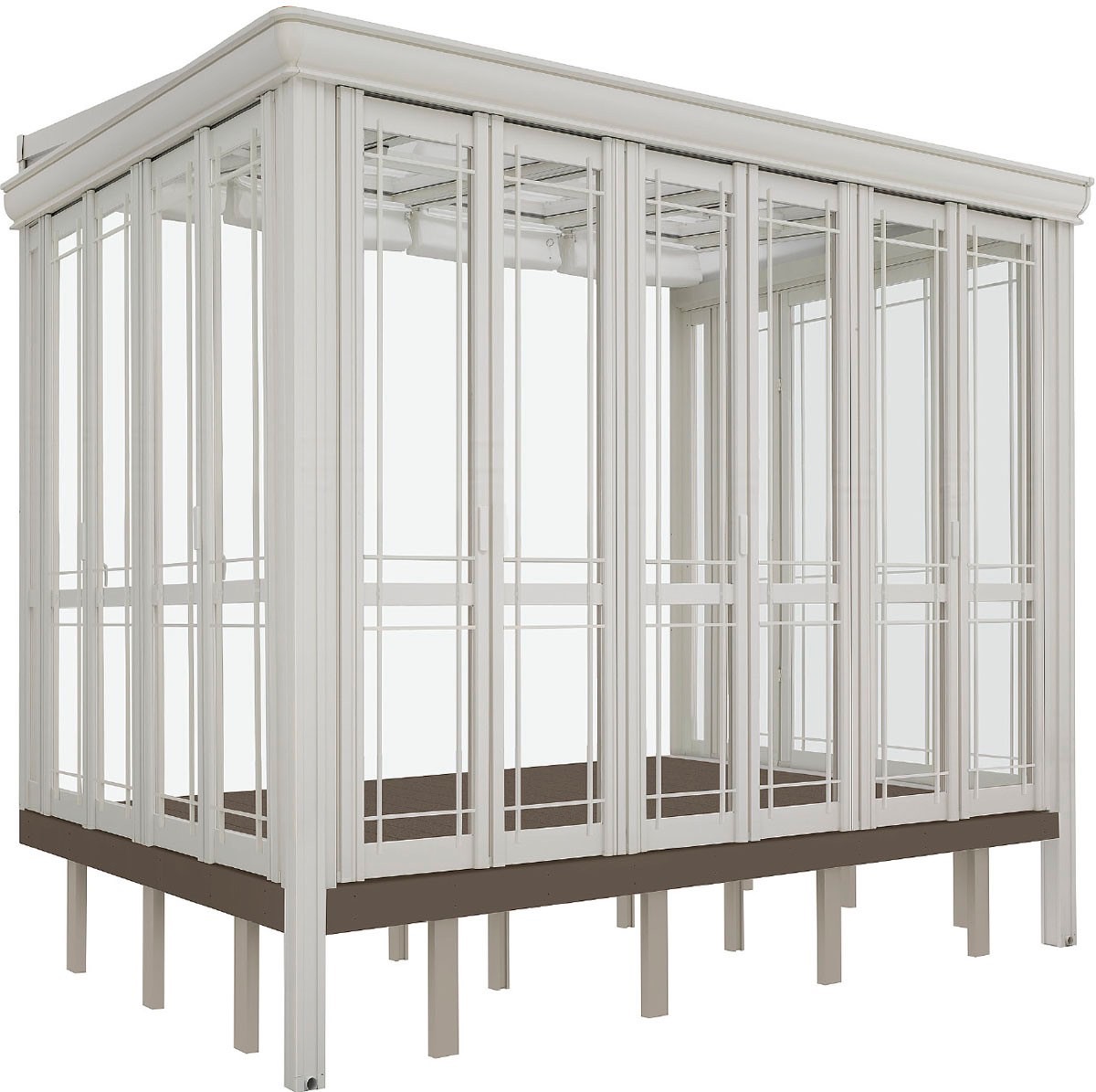 LIXIL　ひさし　軒下　縁側　ガーデンスペース　ガーデンルーム　ワンランク上　モダン　 おしゃれ　エクステリア　愛知・名古屋の外構専門店パートナーホームのエクステリア　製品一覧　暖蘭物語　インナーデッキ仕様　スタイルA　フルガラス仕様|パートナーホーム