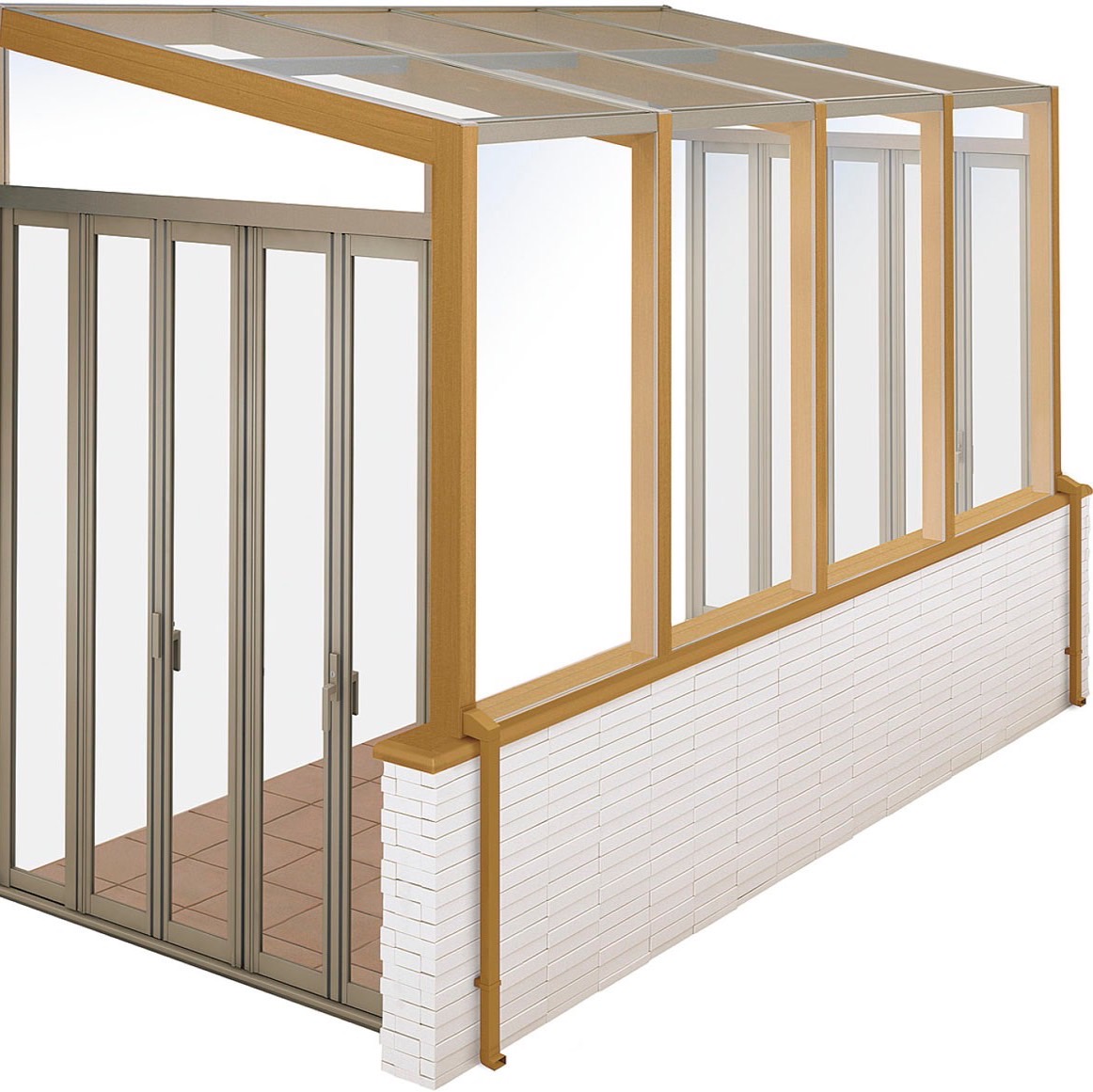 LIXIL　ひさし　軒下　縁側　ガーデンスペース　ガーデンルーム　ワンランク上　モダン　 おしゃれ　エクステリア　愛知・名古屋の外構専門店パートナーホームのエクステリア　製品一覧　ココマ　ガーデンルームタイプ　ガーデンルーム腰壁タイプ（湿式工法）|パートナーホーム