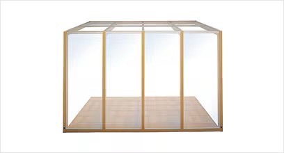 LIXIL　ひさし　軒下　縁側　ガーデンスペース　ガーデンルーム　ワンランク上　モダン　 おしゃれ　エクステリア　愛知・名古屋の外構専門店パートナーホームのエクステリア　製品一覧　ココマ　サイドスルータイプ　屋根、前面フィックスのみで、両サイドがあいた開放感を満喫できるタイプ。|パートナーホーム