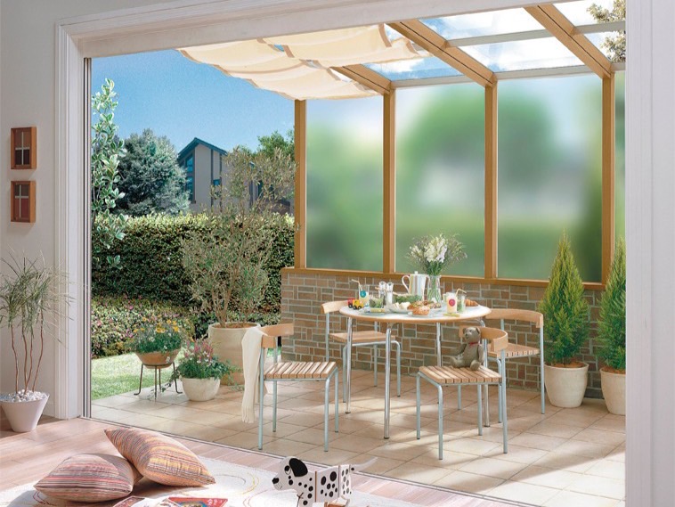 LIXIL　ココマ　サイドスルータイプ【外構エクステリア商品】LIXIL　ひさし　軒下　縁側　ガーデンスペース　ガーデンルーム　ワンランク上　モダン　 おしゃれ　エクステリア　愛知・名古屋の外構専門店パートナーホームのエクステリア　製品一覧　ココマ　サイドスルータイプ　|パートナーホーム