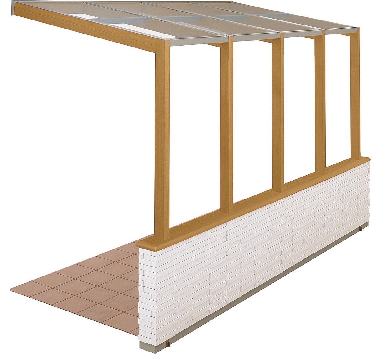 LIXIL　ひさし　軒下　縁側　ガーデンスペース　ガーデンルーム　ワンランク上　モダン　 おしゃれ　エクステリア　愛知・名古屋の外構専門店パートナーホームのエクステリア　製品一覧　ココマ　オープンテラスタイプ　オープンテラス腰壁タイプ（乾式工法）|パートナーホーム