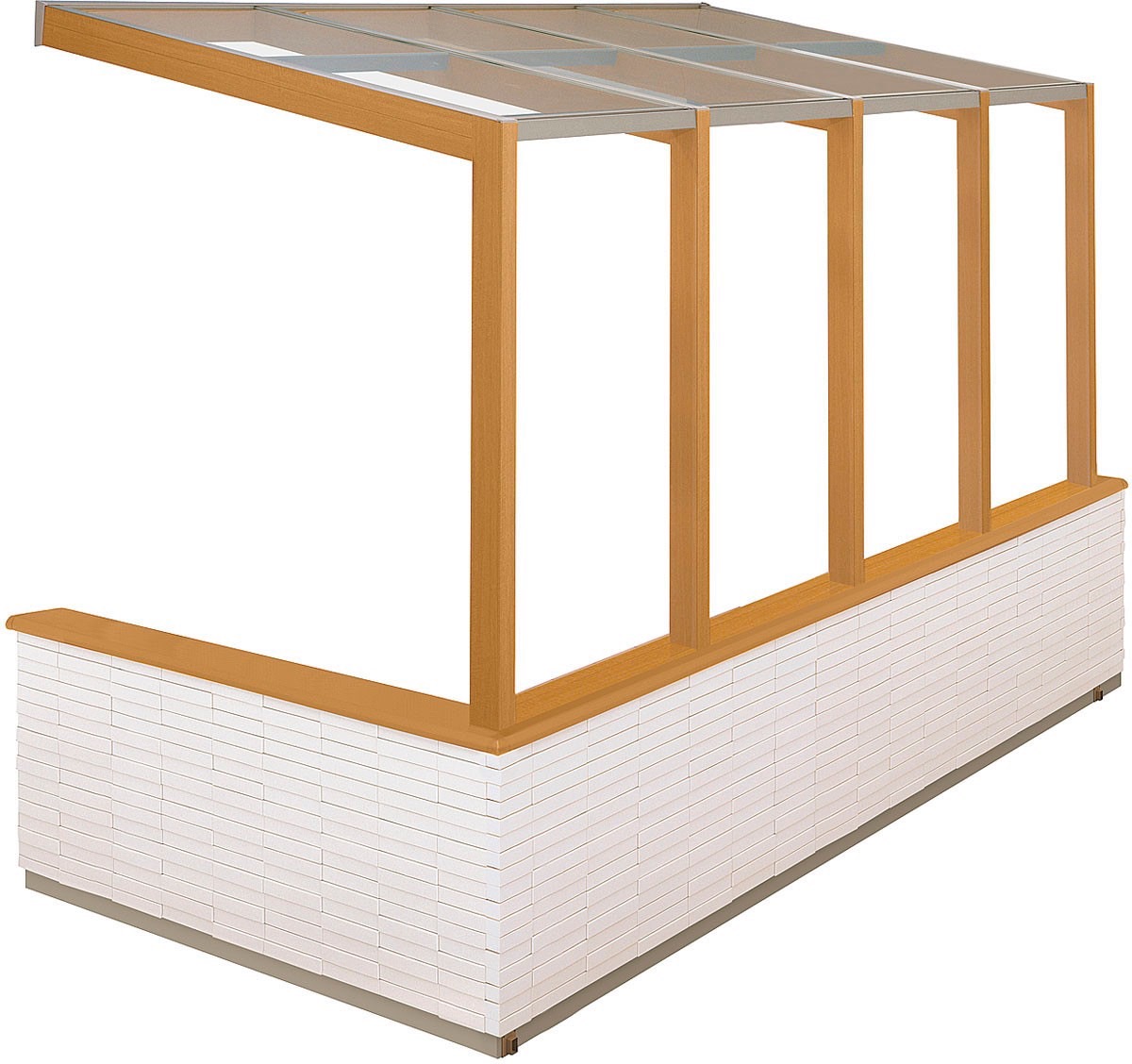 LIXIL　ひさし　軒下　縁側　ガーデンスペース　ガーデンルーム　ワンランク上　モダン　 おしゃれ　エクステリア　愛知・名古屋の外構専門店パートナーホームのエクステリア　製品一覧　ココマ　オープンテラスタイプ　オープンテラスL字腰壁タイプ（乾式工法）|パートナーホーム