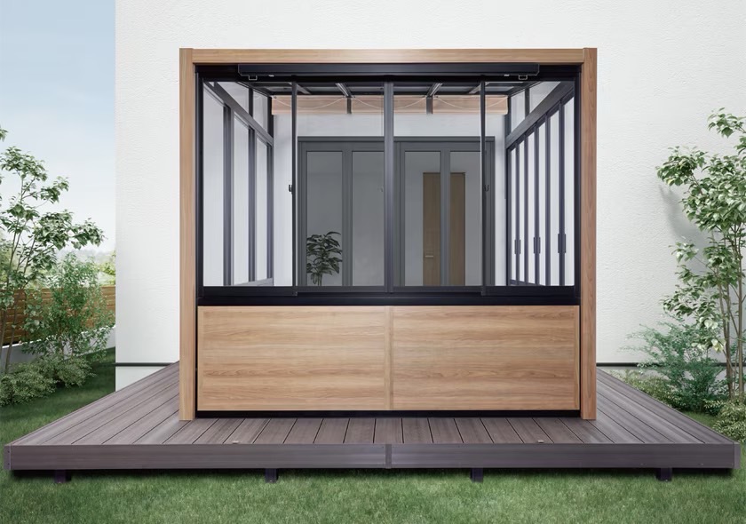 LIXIL　ひさし　軒下　縁側　ガーデンスペース　ガーデンルーム　ワンランク上　モダン　 おしゃれ　エクステリア　愛知・名古屋の外構専門店パートナーホームのエクステリア　製品一覧　ガーデンルームGF　充実したプライベートルーム DIYで机や棚などを取り付けることで、より個性が発揮できるプラン。趣味に没頭できる優雅なパーソナルスペースに。|パートナーホーム