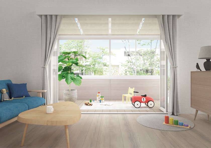 LIXIL　ひさし　軒下　縁側　ガーデンスペース　ガーデンルーム　ワンランク上　モダン　 おしゃれ　エクステリア　愛知・名古屋の外構専門店パートナーホームのエクステリア　製品一覧　ガーデンルームGF　PLAN04|パートナーホーム