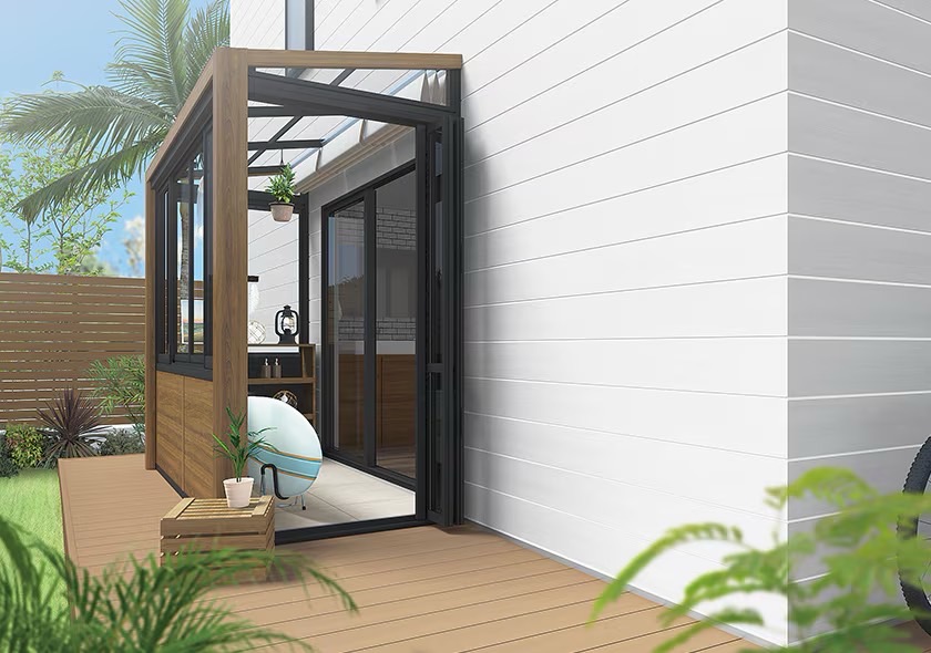 LIXIL　ひさし　軒下　縁側　ガーデンスペース　ガーデンルーム　ワンランク上　モダン　 おしゃれ　エクステリア　愛知・名古屋の外構専門店パートナーホームのエクステリア　製品一覧　ガーデンルームGF　PLAN06|パートナーホーム