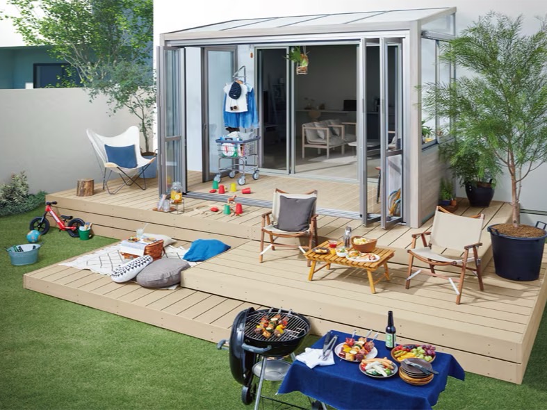 LIXIL　ガーデンルームGF　コンセプト【外構エクステリア商品】サムネイル　LIXIL　ひさし　軒下　縁側　ガーデンスペース　ガーデンルーム　ワンランク上　モダン　 おしゃれ　エクステリア　愛知・名古屋の外構専門店パートナーホームのエクステリア　製品一覧　ガーデンルームGF　|パートナーホーム