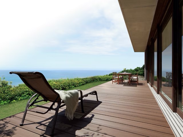 LIXIL　樹ら楽ステージ 木彫　仕様【外構エクステリア商品】LIXIL　ガーデンスペース　ウッドデッキ　タイルデッキ　モダン　おしゃれ　エクステリア　愛知・名古屋の外構専門店パートナーホームのエクステリア　製品一覧　樹ら楽ステージ 木彫　サムネイル|パートナーホーム