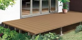 LIXIL　ガーデンスペース　ウッドデッキ　タイルデッキ　モダン　おしゃれ　エクステリア　愛知・名古屋の外構専門店パートナーホームのエクステリア　製品一覧　レストステージ　クリエラスクA キャップ使用|パートナーホーム