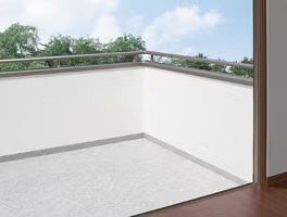 LIXIL　ガーデンスペース　ウッドデッキ　タイルデッキ　モダン　おしゃれ　エクステリア　愛知・名古屋の外構専門店パートナーホームのエクステリア　製品一覧　レストステージ　施工前の無機質なバルコニー|パートナーホーム