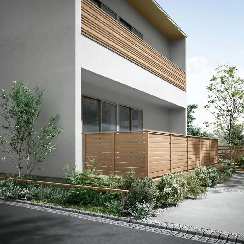 LIXIL　ガーデンスペース　ウッドデッキ　モダン　おしゃれ　エクステリア　愛知・名古屋の外構専門店パートナーホームのエクステリア　製品一覧　デッキフェンス（アルミ仕様）　P01型（横スリット）|パートナーホーム