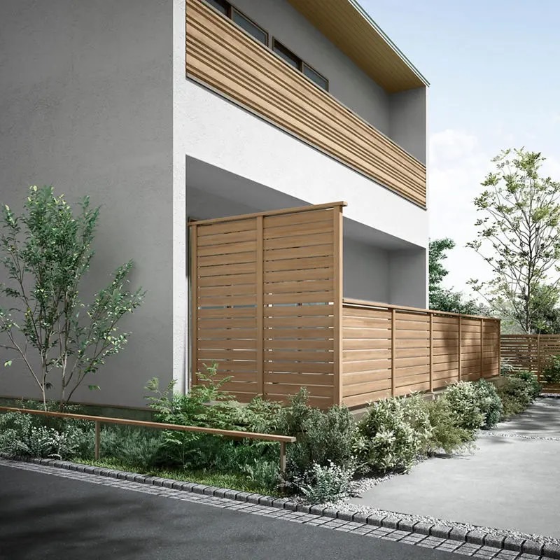 LIXIL　ガーデンスペース　ウッドデッキ　モダン　おしゃれ　エクステリア　愛知・名古屋の外構専門店パートナーホームのエクステリア　製品一覧　デッキフェンス（アルミ仕様）　P01型（横スリット）|パートナーホーム