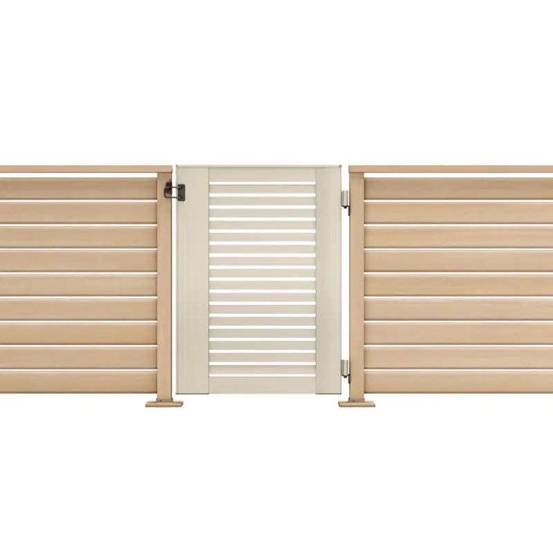 LIXIL　ガーデンスペース　ウッドデッキ　モダン　おしゃれ　エクステリア　愛知・名古屋の外構専門店パートナーホームのエクステリア　製品一覧　デッキフェンス 開き戸（アルミ仕様）　デッキフェンス（アルミ仕様）ＰＯ１型 Ｔ－１０ オーク 開き戸（アルミ仕様）Ｈ０１型 シャイングレー|パートナーホーム