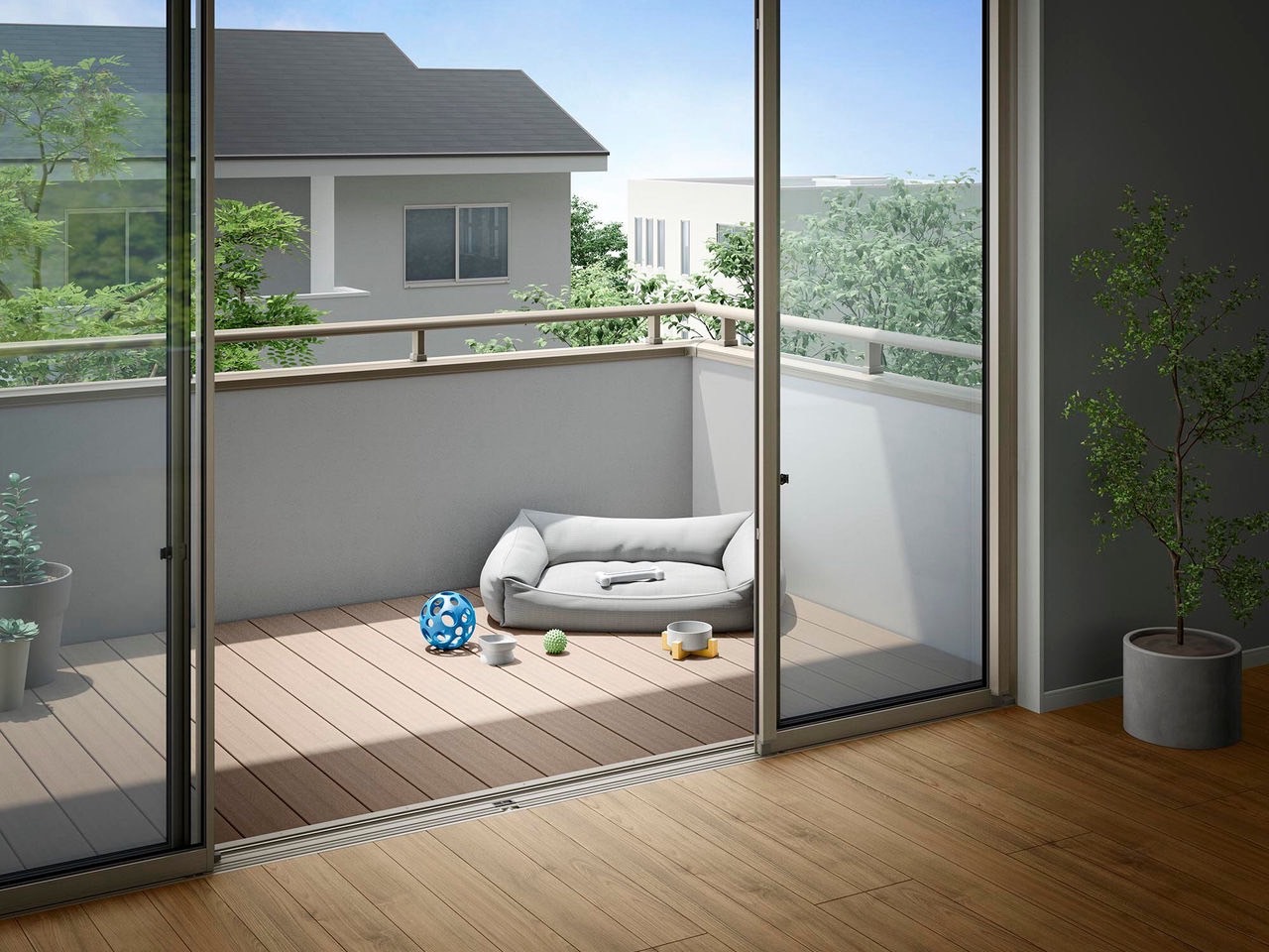 LIXIL　軒　ウッドデッキ　モダン　おしゃれ　エクステリア　愛知・名古屋の外構専門店パートナーホームのエクステリア　製品一覧　デッキベランダ仕様　|パートナーホーム